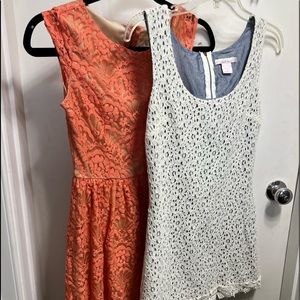 XSmall • Lace Detail • Mini Dress • Bundle of 2 • White • Coral